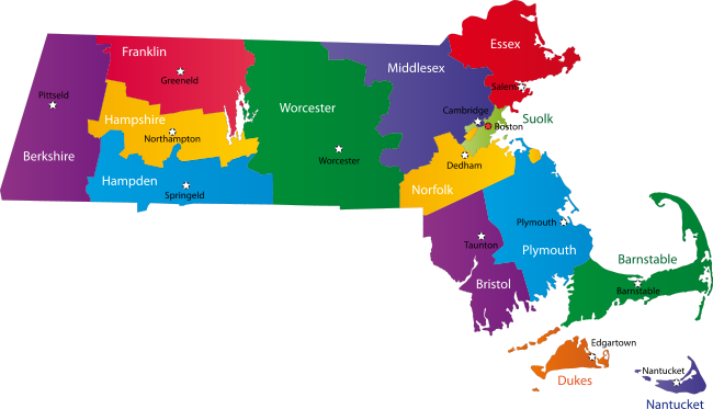 Massachusetts states map